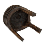 Tabouret rond en bois sculpté, naturel / marron foncé / noir, une place