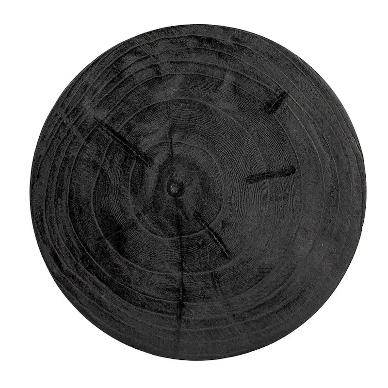 Tabouret rond en bois sculpté, naturel / marron foncé / noir, une place