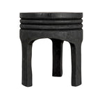 Tabouret rond en bois sculpté, naturel / marron foncé / noir, une place