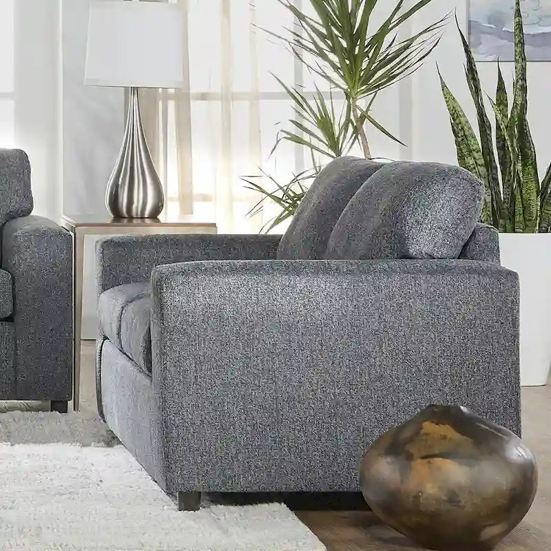 Canapé 3 places à dossier souple Ash Grey / Bleu / Chiffon Naturel