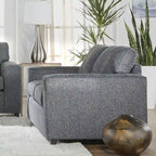 Canapé 3 places à dossier souple Ash Grey / Bleu / Chiffon Naturel