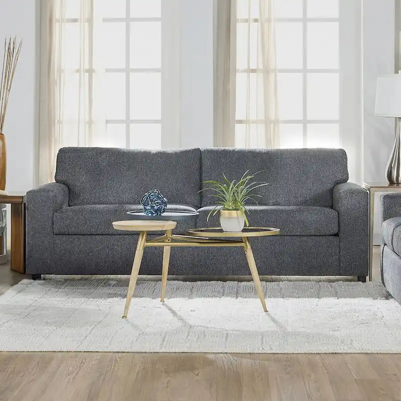 Canapé 3 places à dossier souple Ash Grey / Bleu / Chiffon Naturel