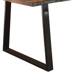 Table à manger rectangulaire marron et noire, bord brut, 6 places