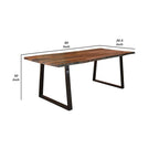Table à manger rectangulaire marron et noire, bord brut, 6 places