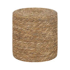 Pouf rond en quenouille naturelle tissé à la main, Gris/Beige/Naturel, Individuel