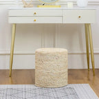 Pouf rond en quenouille naturelle tissé à la main, Gris/Beige/Naturel, Individuel