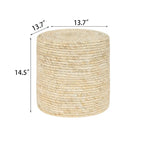 Pouf rond en quenouille naturelle tissé à la main, Gris/Beige/Naturel, Individuel