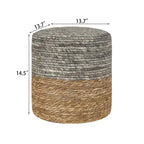 Pouf rond en quenouille naturelle tissé à la main, Gris/Beige/Naturel, Individuel