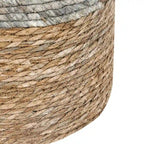 Pouf rond en quenouille naturelle tissé à la main, Gris/Beige/Naturel, Individuel