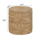 Pouf rond en quenouille naturelle tissé à la main, Gris/Beige/Naturel, Individuel