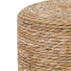 Pouf rond en quenouille naturelle tissé à la main, Gris/Beige/Naturel, Individuel