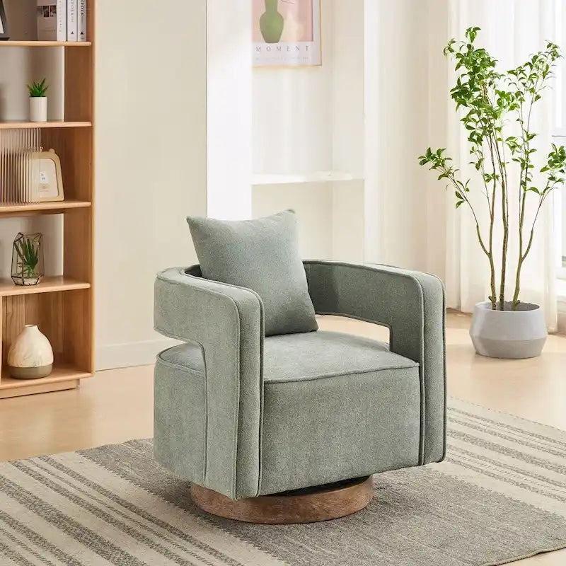 Fauteuil pivotant avec dossier ouvert Charbon/Bleu/Beige/Vert pâle, un seul siège