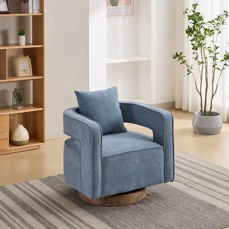 Fauteuil pivotant avec dossier ouvert Charbon/Bleu/Beige/Vert pâle, un seul siège