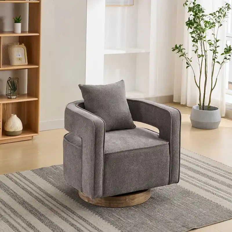 Fauteuil pivotant avec dossier ouvert Charbon/Bleu/Beige/Vert pâle, un seul siège