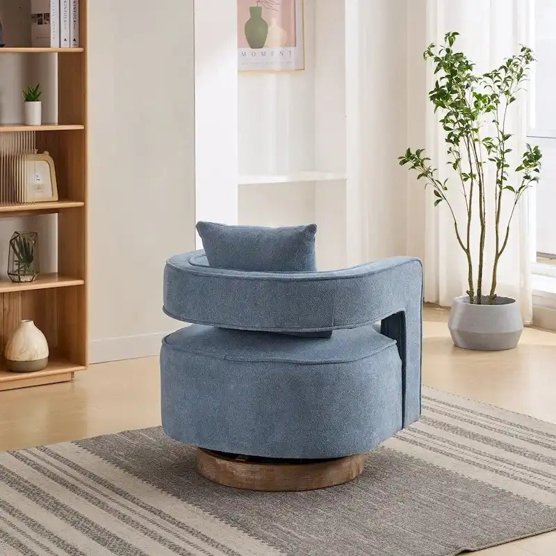 Fauteuil pivotant avec dossier ouvert Charbon/Bleu/Beige/Vert pâle, un seul siège