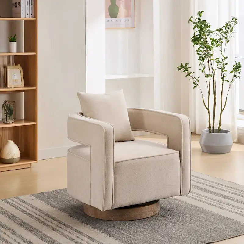 Fauteuil pivotant avec dossier ouvert Charbon/Bleu/Beige/Vert pâle, un seul siège