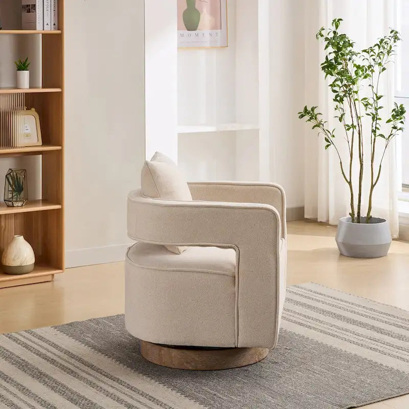 Fauteuil pivotant avec dossier ouvert Charbon/Bleu/Beige/Vert pâle, un seul siège