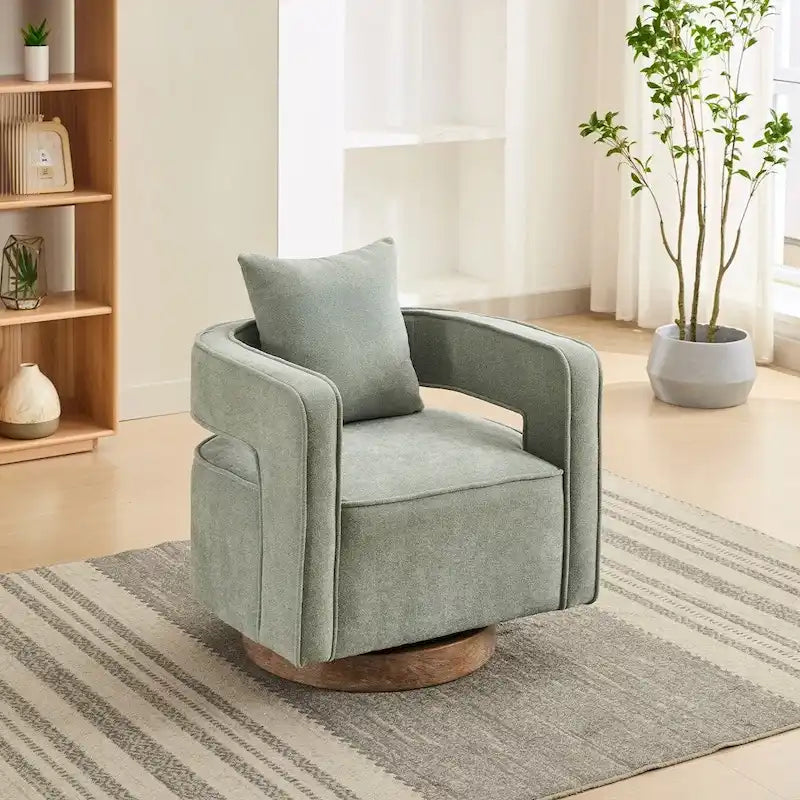Fauteuil pivotant avec dossier ouvert Charbon/Bleu/Beige/Vert pâle, un seul siège