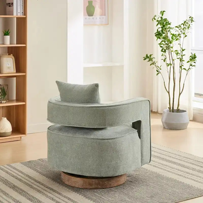 Fauteuil pivotant avec dossier ouvert Charbon/Bleu/Beige/Vert pâle, un seul siège