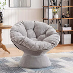 Fauteuil crapaud pivotant 360°, gris / jaune / beige, une place