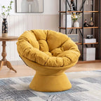 Fauteuil crapaud pivotant 360°, gris / jaune / beige, une place