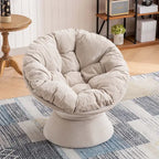 Fauteuil crapaud pivotant 360°, gris / jaune / beige, une place