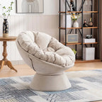 Fauteuil crapaud pivotant 360°, gris / jaune / beige, une place