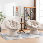 Fauteuil crapaud pivotant 360°, gris / jaune / beige, une place