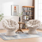 Fauteuil crapaud pivotant 360°, gris / jaune / beige, une place