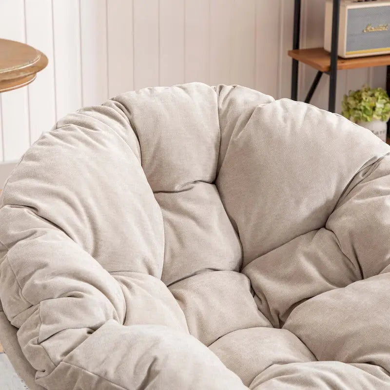 Fauteuil crapaud pivotant 360°, gris / jaune / beige, une place