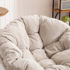 Fauteuil crapaud pivotant 360°, gris / jaune / beige, une place