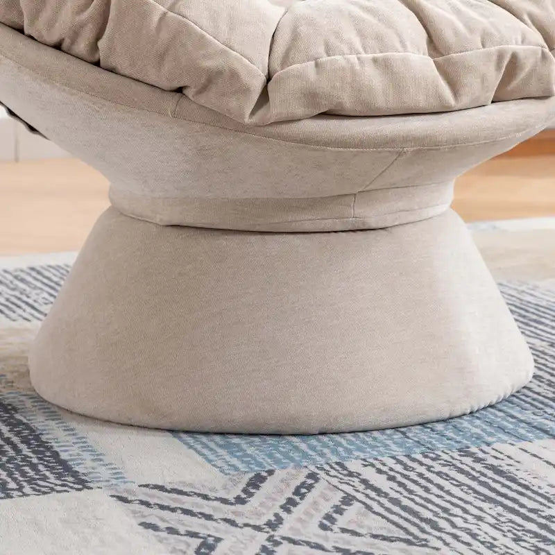 Fauteuil crapaud pivotant 360°, gris / jaune / beige, une place