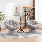 Fauteuil crapaud pivotant 360°, gris / jaune / beige, une place