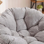 Fauteuil crapaud pivotant 360°, gris / jaune / beige, une place