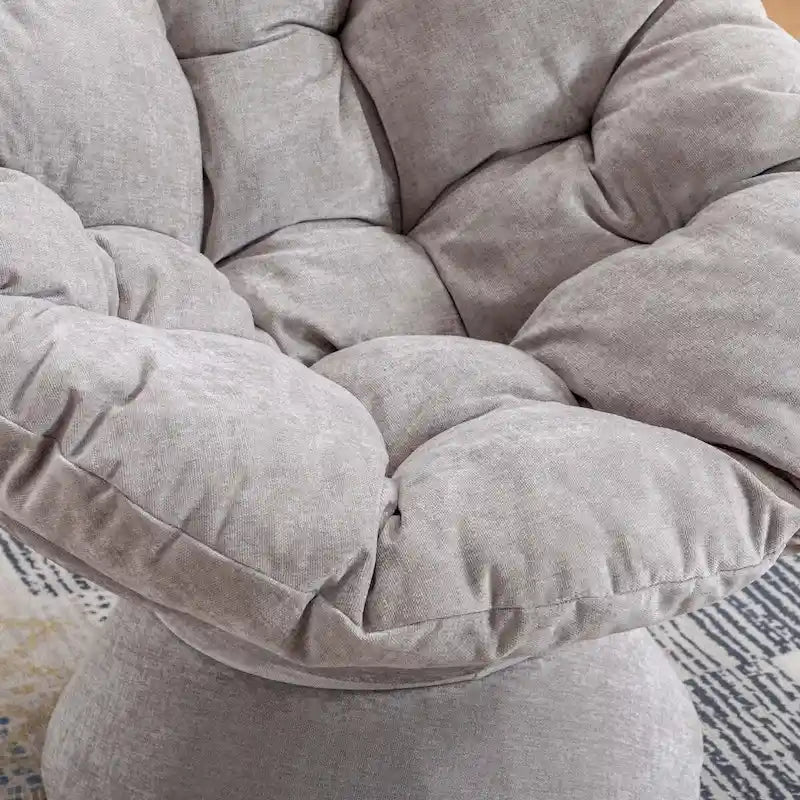 Fauteuil crapaud pivotant 360°, gris / jaune / beige, une place