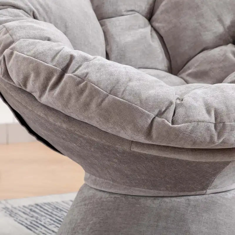 Fauteuil crapaud pivotant 360°, gris / jaune / beige, une place