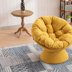 Fauteuil crapaud pivotant 360°, gris / jaune / beige, une place