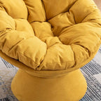 Fauteuil crapaud pivotant 360°, gris / jaune / beige, une place