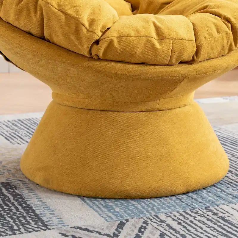 Fauteuil crapaud pivotant 360°, gris / jaune / beige, une place