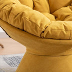 Fauteuil crapaud pivotant 360°, gris / jaune / beige, une place