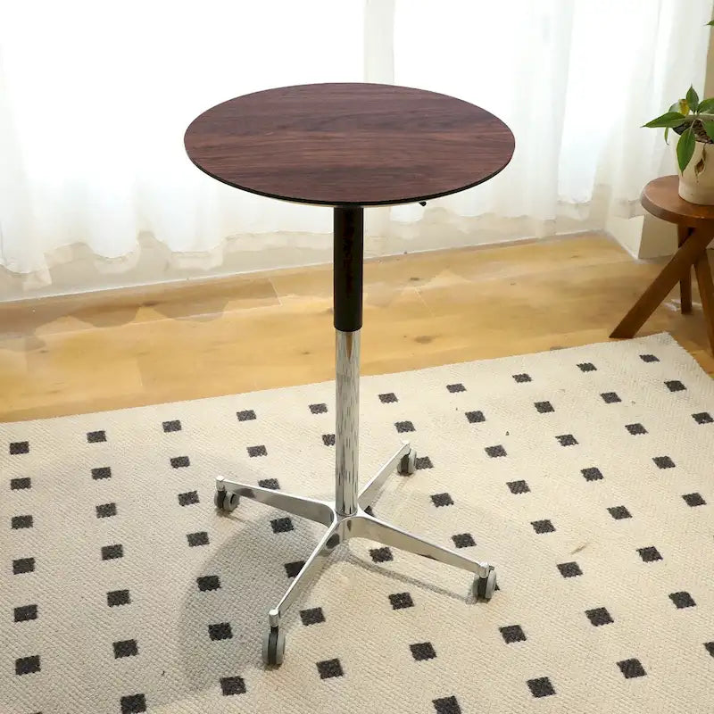 Table de bar réglable en hauteur, marron / naturelle / noire, table de bistrot/pub pivotante pour 1 personne