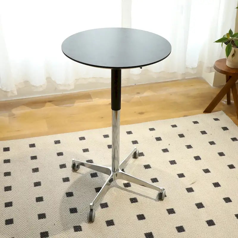 Table de bar réglable en hauteur, marron / naturelle / noire, table de bistrot/pub pivotante pour 1 personne