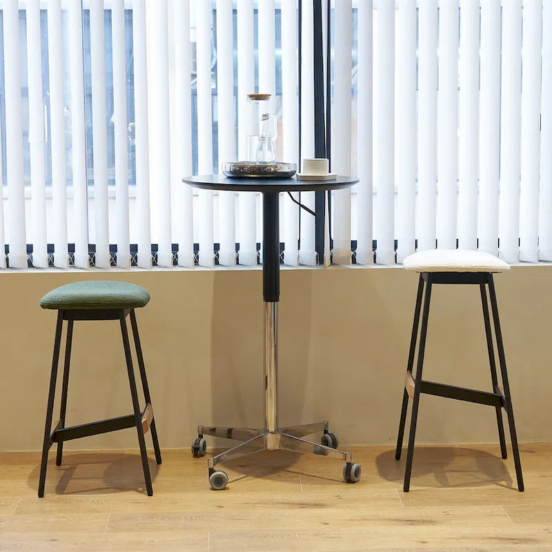 Table de bar réglable en hauteur, marron / naturelle / noire, table de bistrot/pub pivotante pour 1 personne