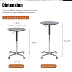 Table de bar réglable en hauteur, marron / naturelle / noire, table de bistrot/pub pivotante pour 1 personne