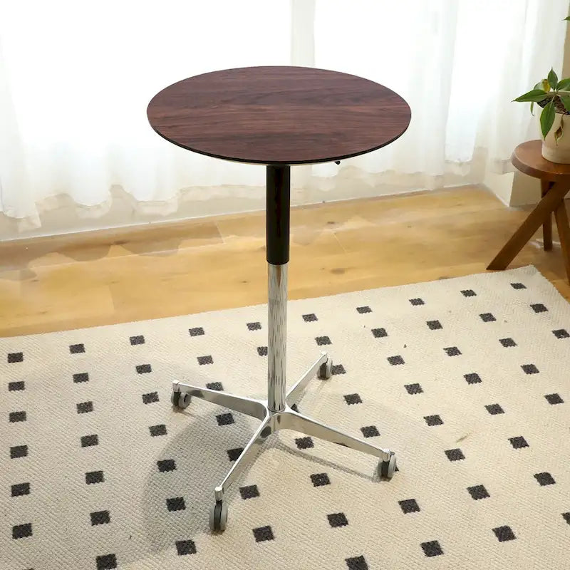 Table de bar réglable en hauteur, marron / naturelle / noire, table de bistrot/pub pivotante pour 1 personne