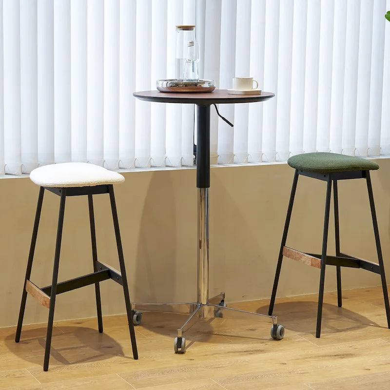 Table de bar réglable en hauteur, marron / naturelle / noire, table de bistrot/pub pivotante pour 1 personne