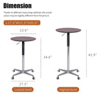 Table de bar réglable en hauteur, marron / naturelle / noire, table de bistrot/pub pivotante pour 1 personne