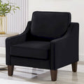 Fauteuil d'appoint en velours noir / marine / taupe, une place, pieds en bois