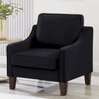 Fauteuil d'appoint en velours noir / marine / taupe, une place, pieds en bois