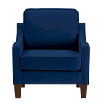 Fauteuil d'appoint en velours noir / marine / taupe, une place, pieds en bois